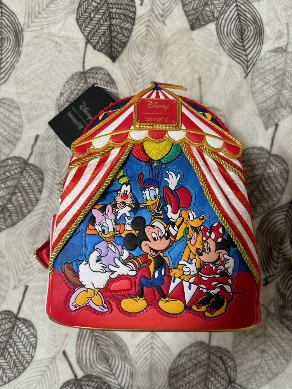 Disney Red Striped Circus Mini Backpack with Mickey & Friends